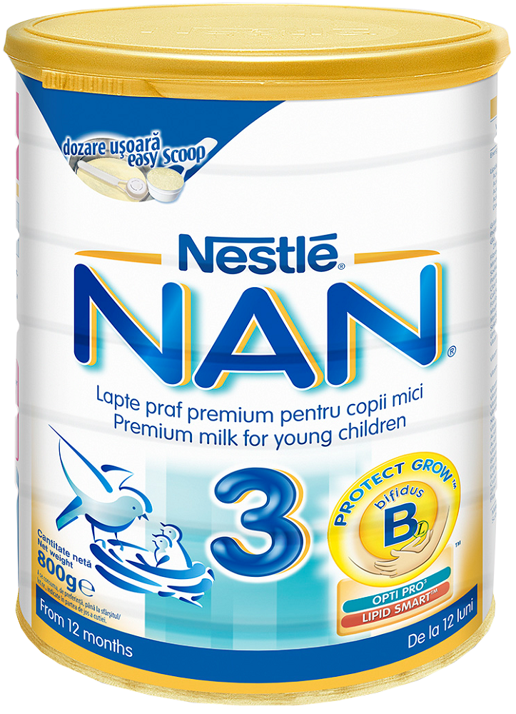 Formula de lapte premium pentru copii sugari 12 luni+ Nestle NAN 3 800g