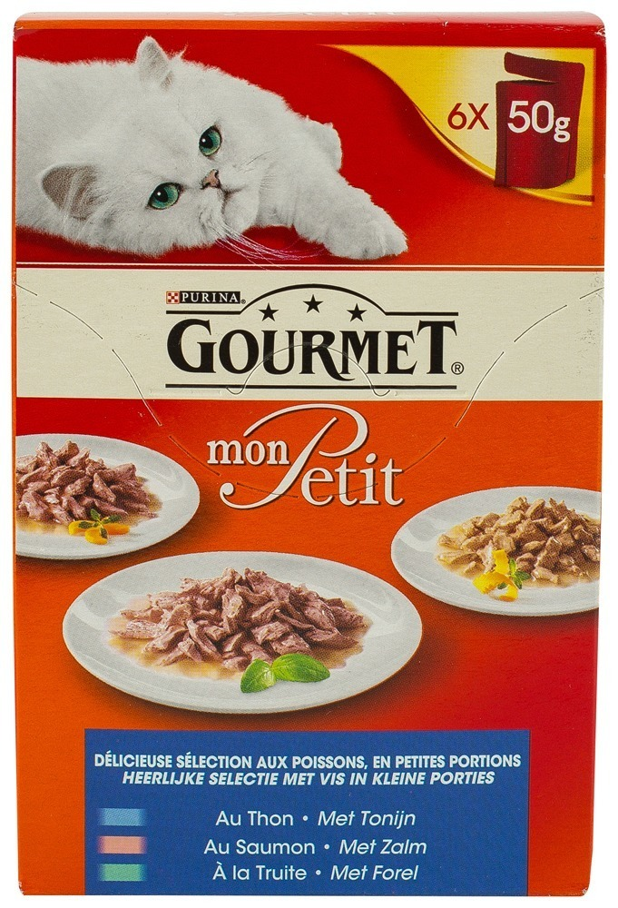 Mix de hrana umeda pentru pisici cu peste Purina Gourmet 6x50G