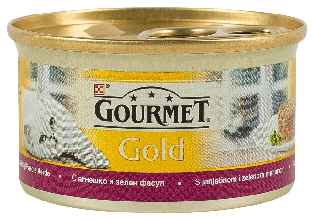 Hrana umeda pentru pisici Purina Gourmet Gold cu miel si fasole verde 85G
