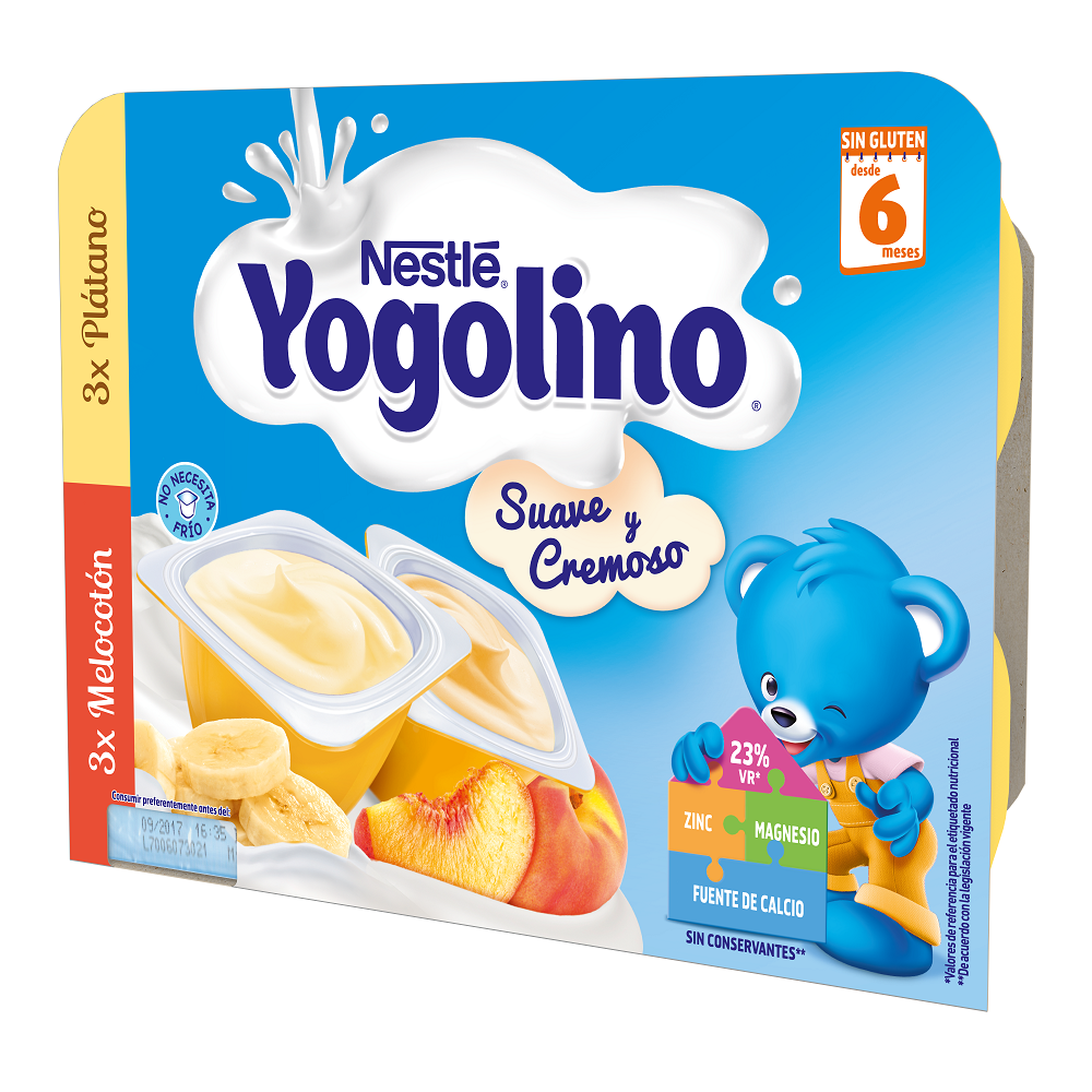 Gustare cu lapte cu banane si piersici Nestlé® Yogolino Creamy Duo 6x60g
