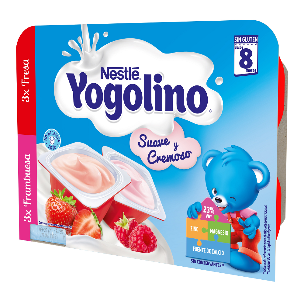 Gustare cu lapte cu capsuna si zmeura Nestlé® Yogolino Creamy Duo 6x60g