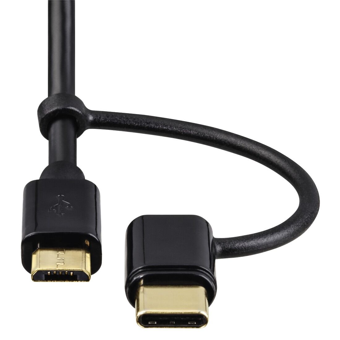 Cablu Hama Micro USB 2 in1 cu adaptor USB Type-C, 1 m, Negru