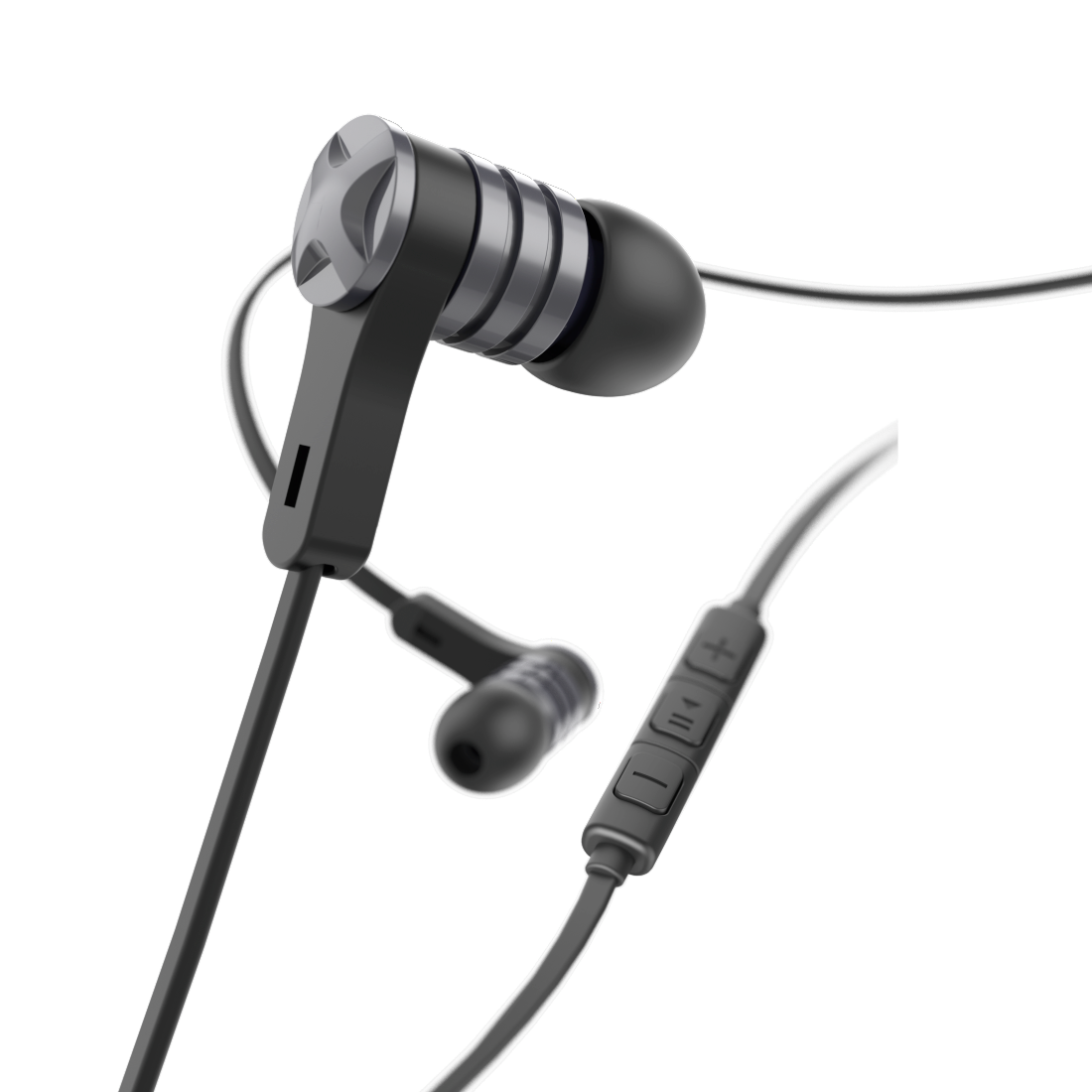 Casti audio Hama Intense, in-ear, microfon, cablu plat, negru