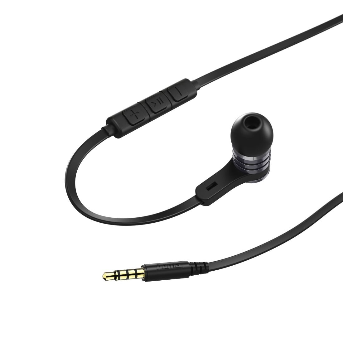 Casti audio Hama Intense, in-ear, microfon, cablu plat, negru
