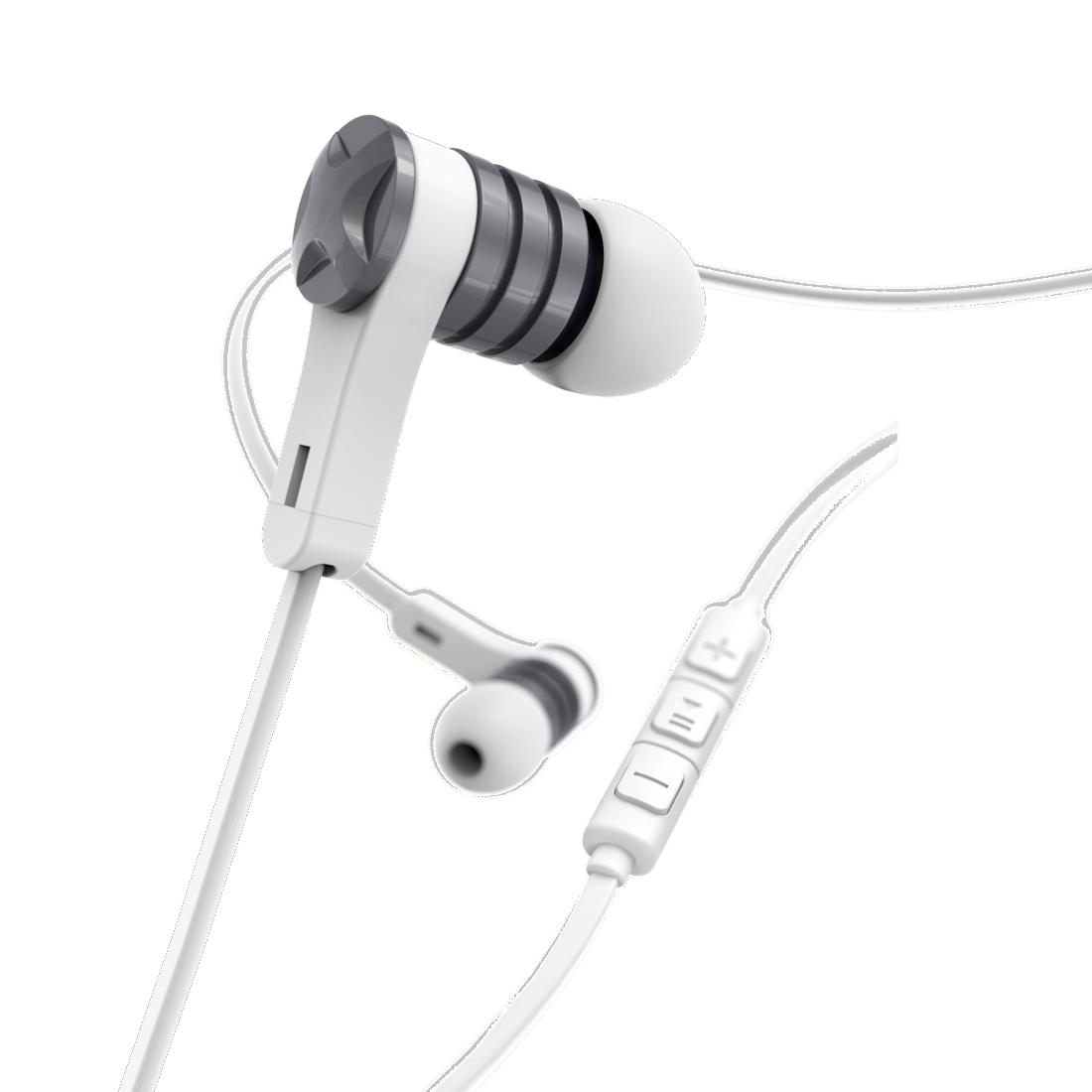 Casti audio Hama Intense, in-ear, microfon, cablu plat, alb/gri