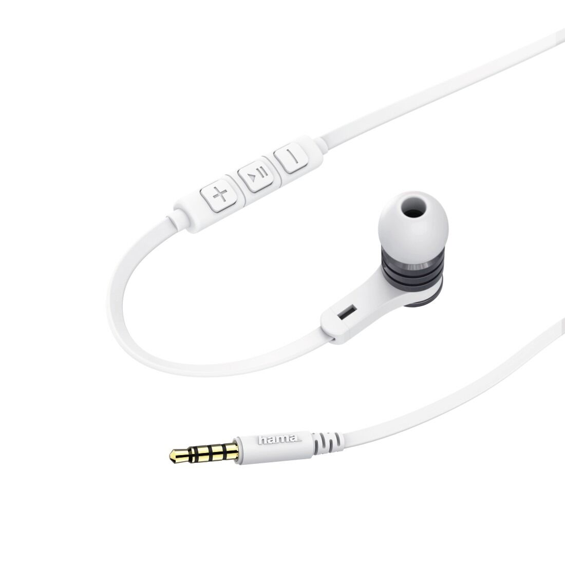 Casti audio Hama Intense, in-ear, microfon, cablu plat, alb/gri