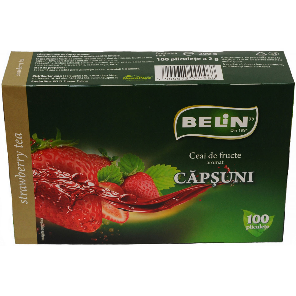 Ceai Belin Standard Capsuni, 100 plicuri, 200 g