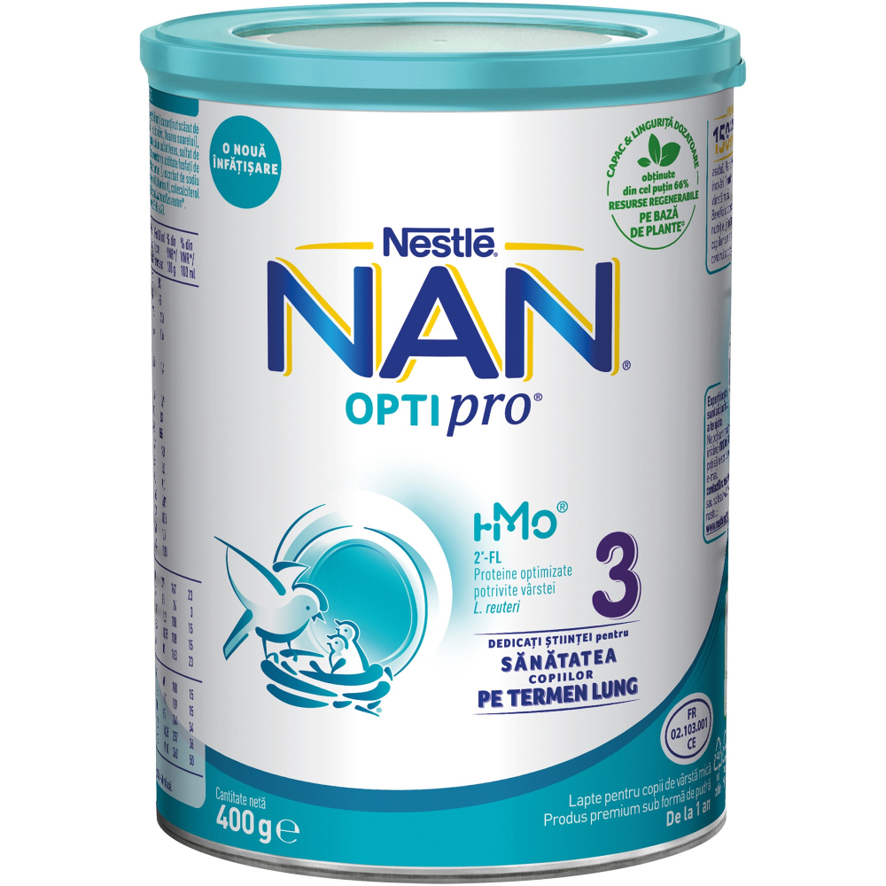 Lapte praf pentru copii de varsta mica Nestle Nan Optipro 3 HMO, de la 1 an, 400g