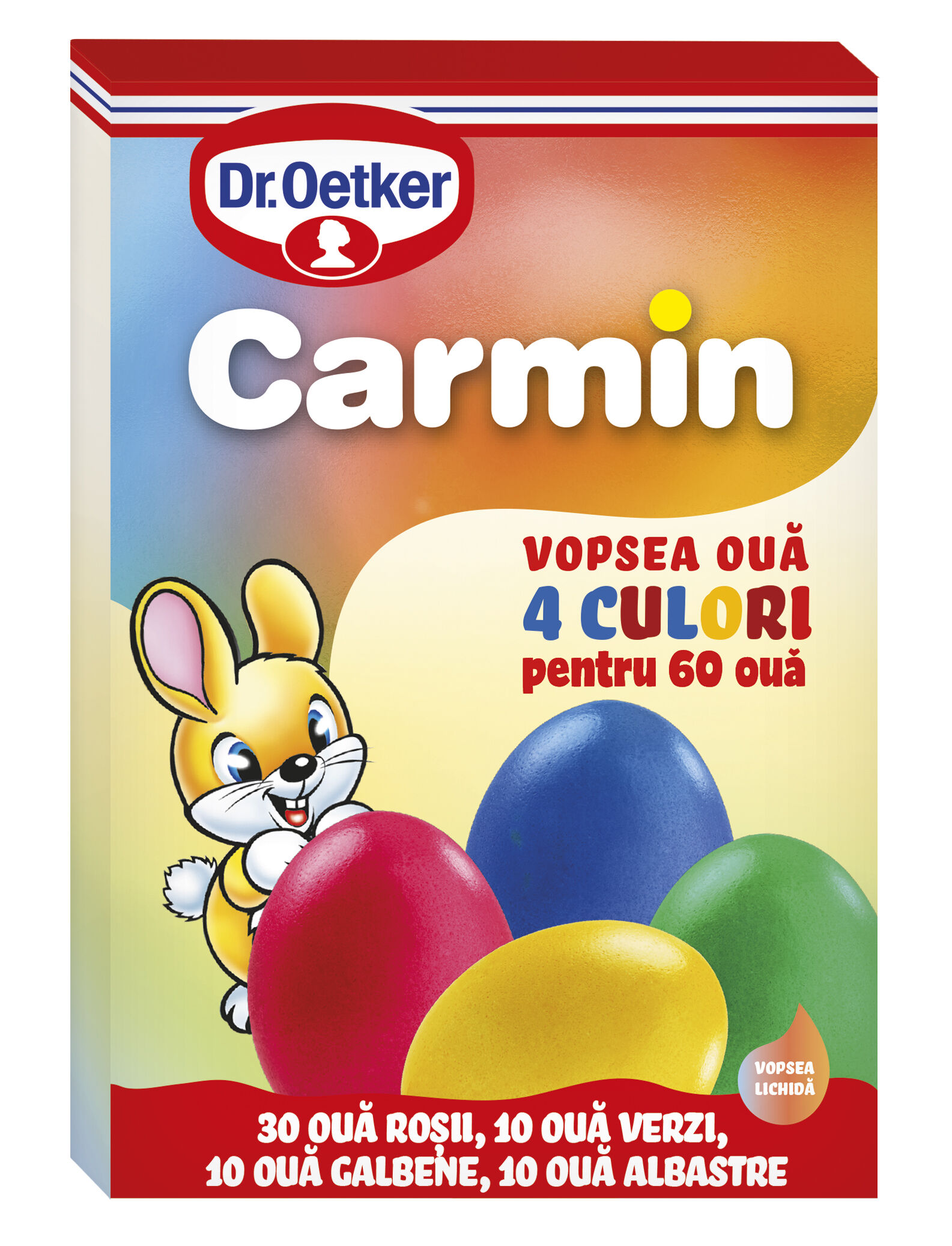 Vopsea lichida 4 culori Carmin pentru 60 oua