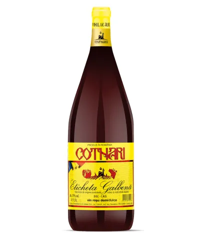 Vin rosu Cotnari Eticheta Galbena demidulce 1.5L