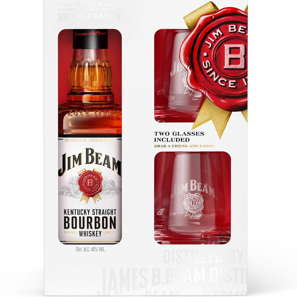 Whisky Jim Beam White 0.7L - Cutie 2 pahare