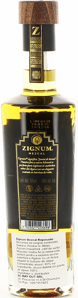 Tequila Zignum Mezcal Reposado 0.7L, 38%