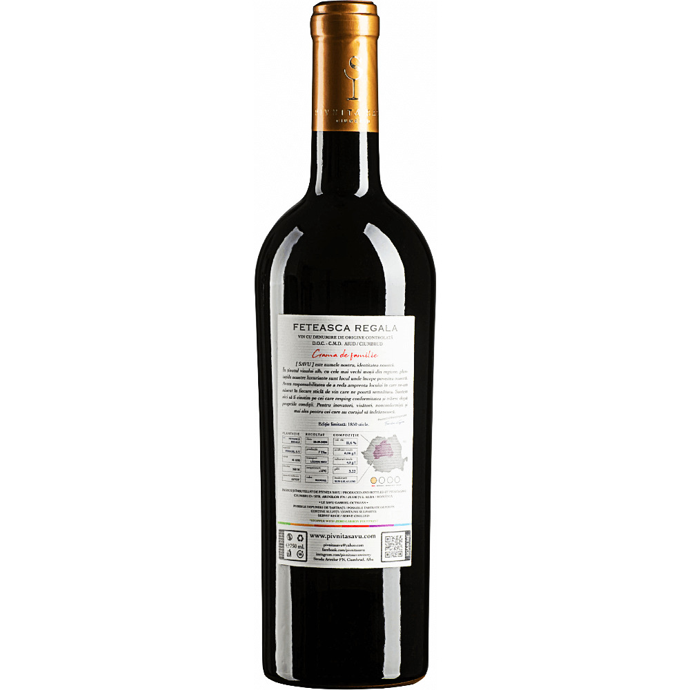 Vin alb sec Pivnita Savu Feteasca Regala, 0.75L
