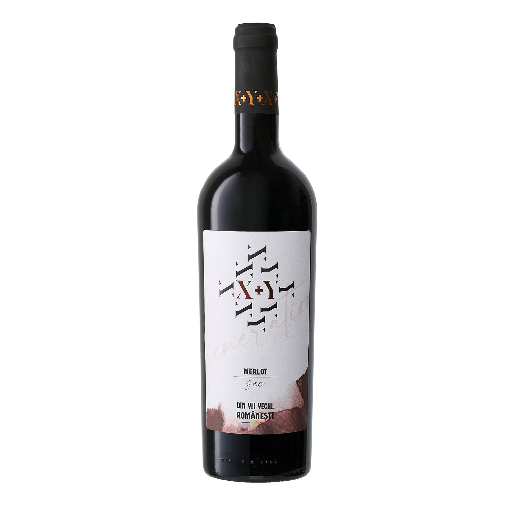 Vin rosu sec X+Y Merlot, 13.5% alc., 0.75L