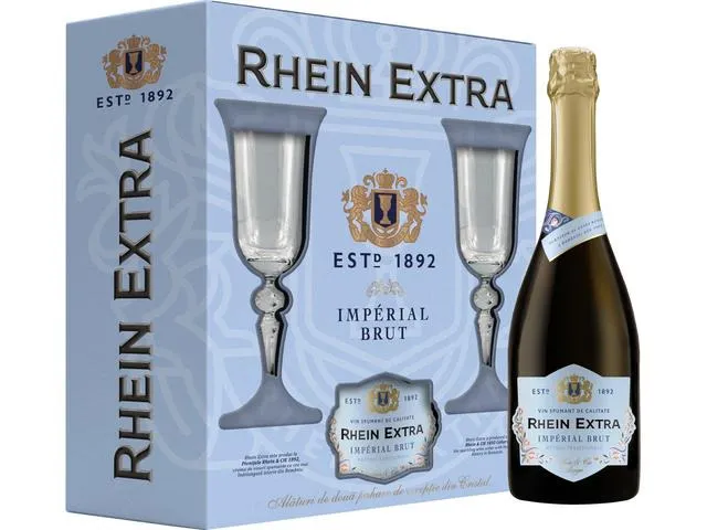 Vin spumant Rhein Extra Imperial Brut 0.75L+2 Pahare