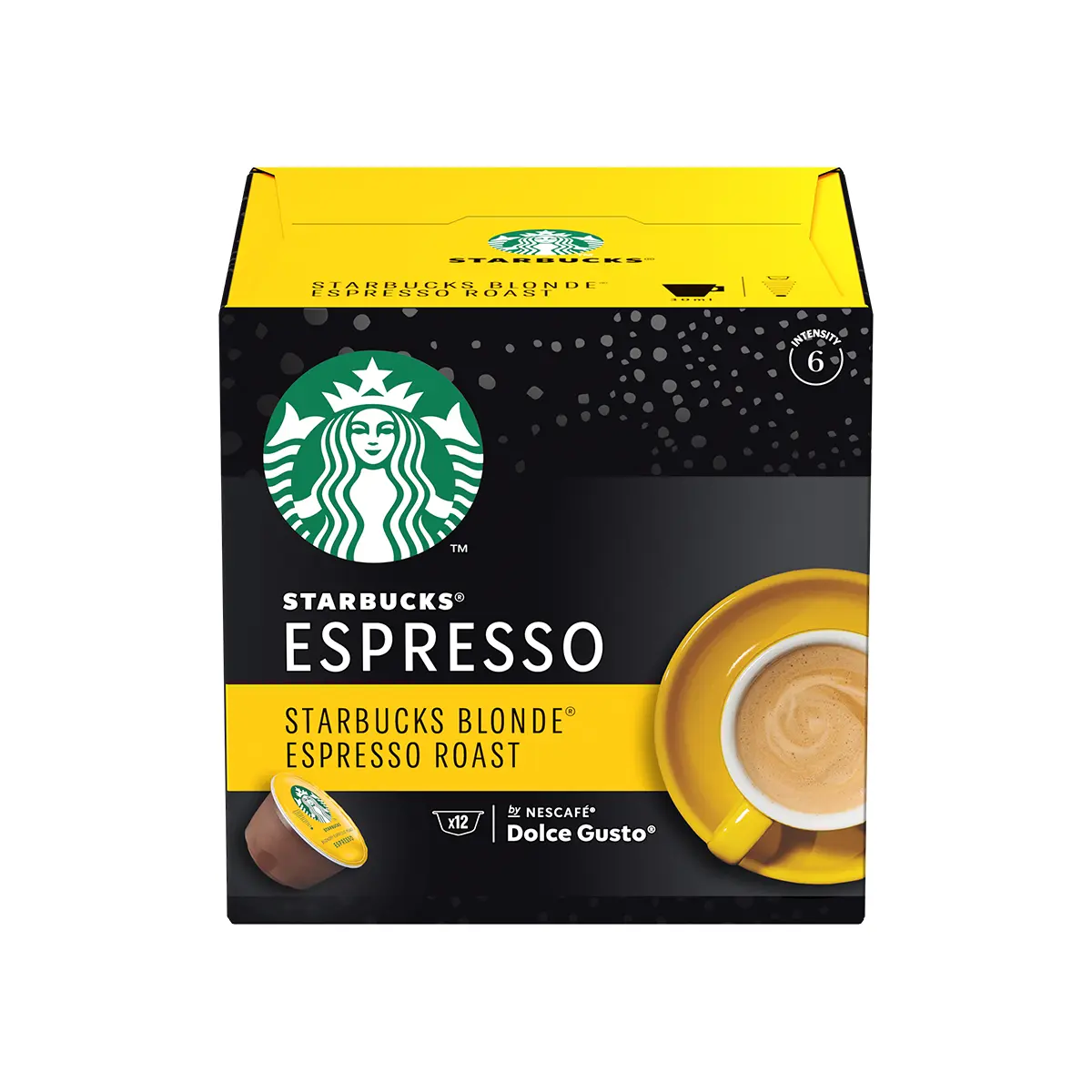 Capsule cafea Starbucks Blonde Espresso Roast by Nescafe Dolce Gusto, prajire usoara, cutie cu 12 capsule, 66g