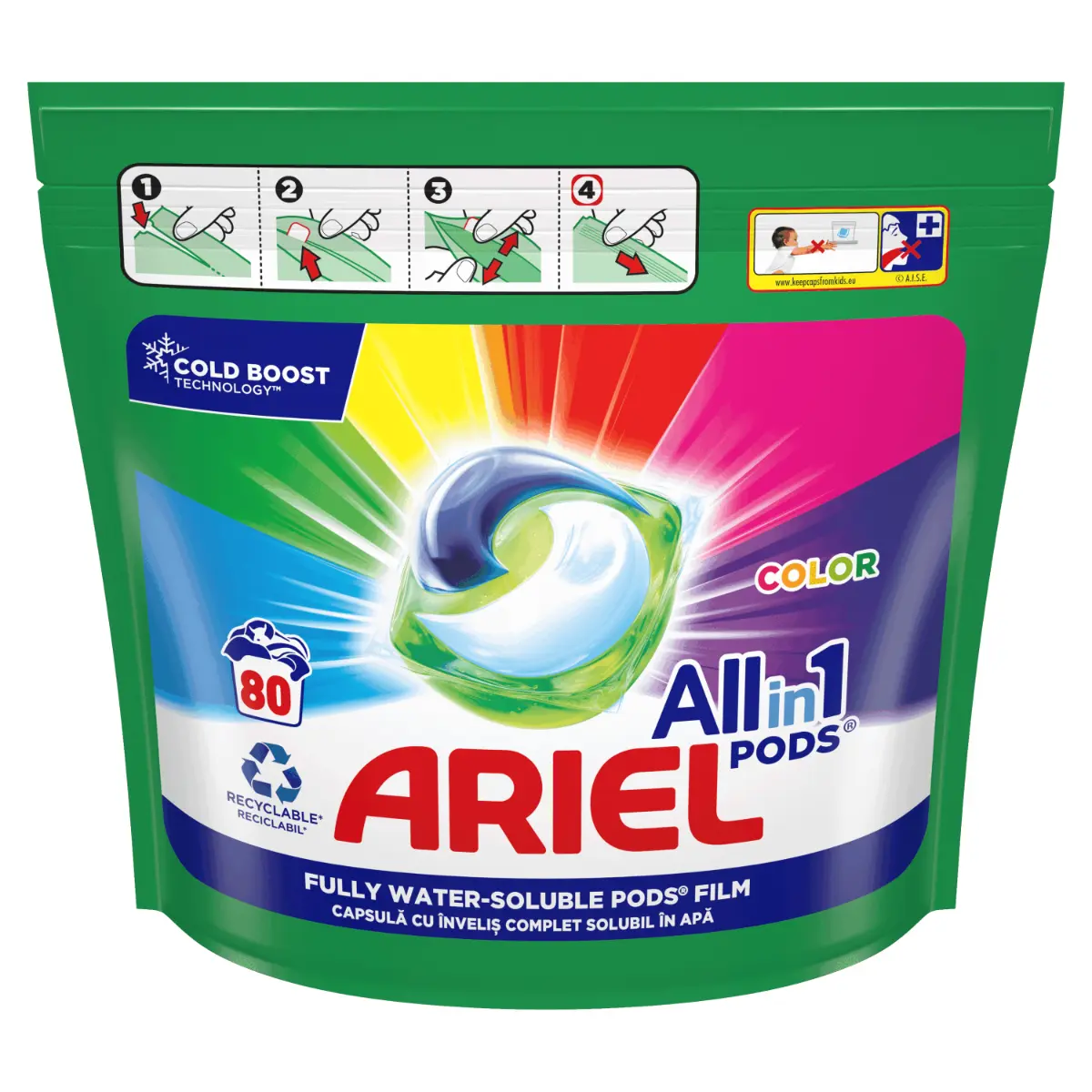 Detergent de rufe capsule Ariel All in One PODS Color, 80 spalari