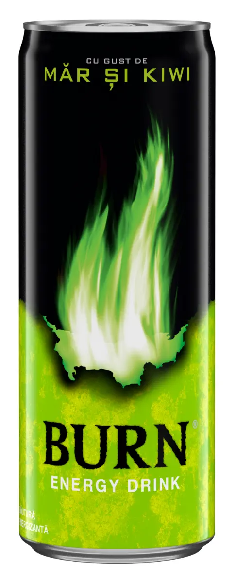 Bautura Energizanta Burn Apple Kiwi, 0.25L