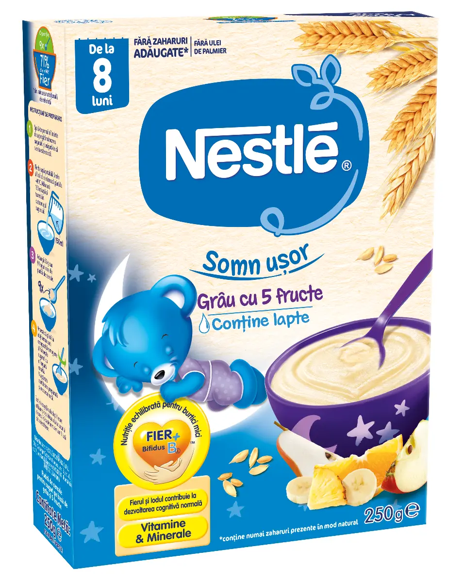 Cereale Nestle Somn Usor grau si 5 fructe, 250g, de la 8 luni