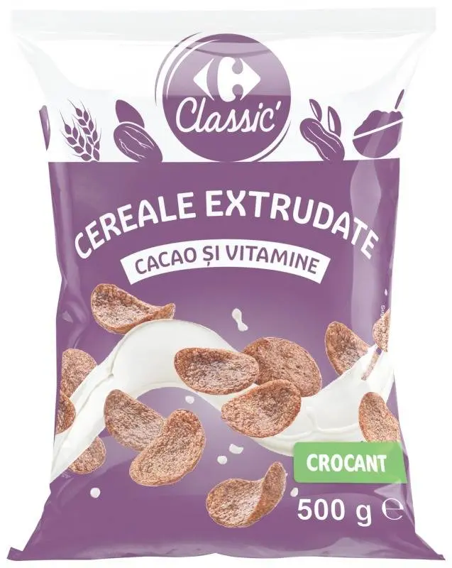 Cereale extrudate Carrefour cu cacao si vitamine 500 g