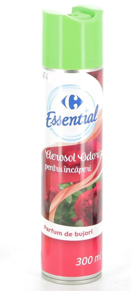 Aerosol odorizant pentru incaperi, Carrefour Essential parfum bujori, 300 ml