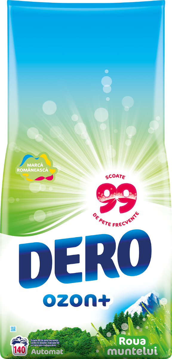Detergent automat pudra Dero Ozon+ Roua Muntelui, 140 spalari, 14 kg