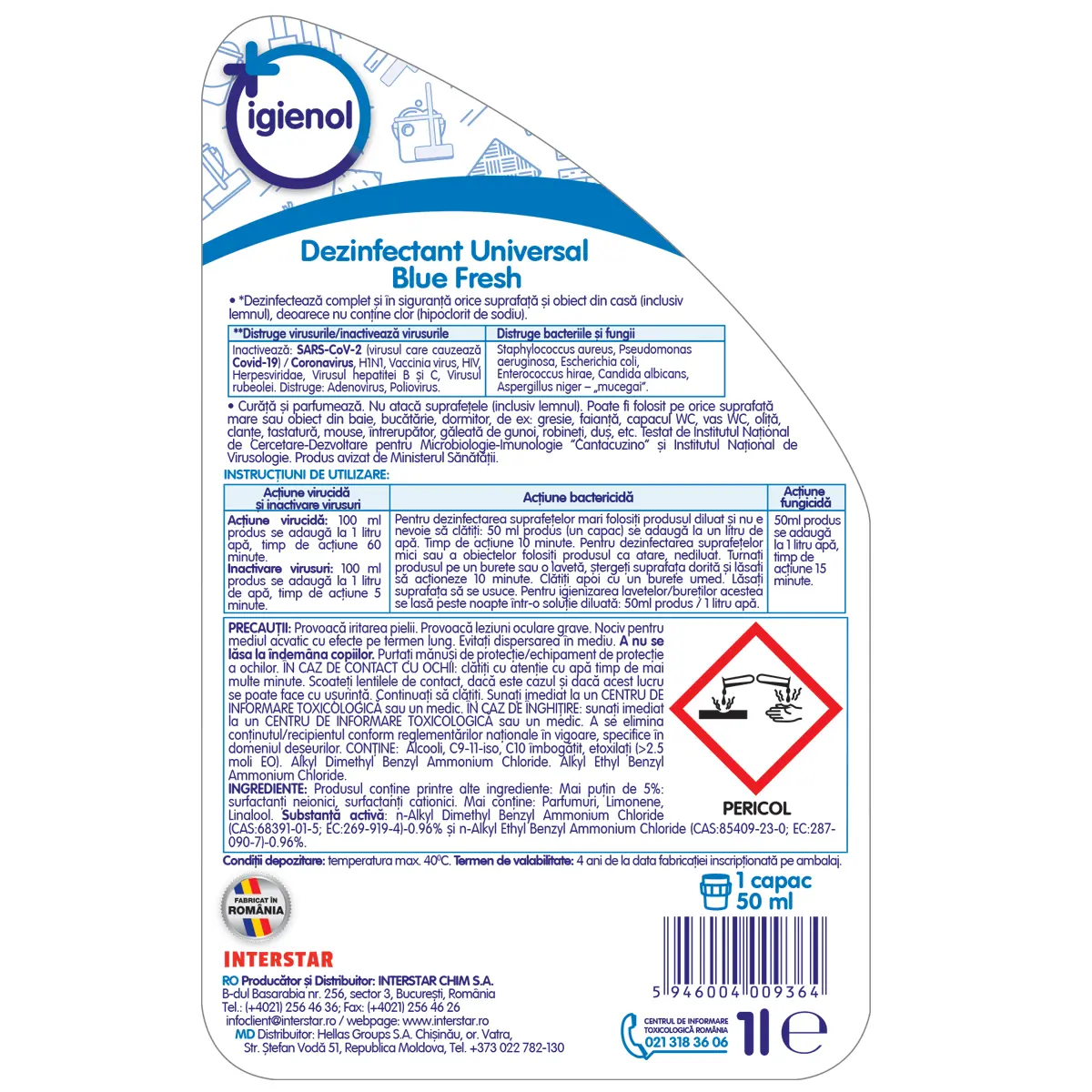 Dezinfectant universal Blue Fresh Igienol 1L