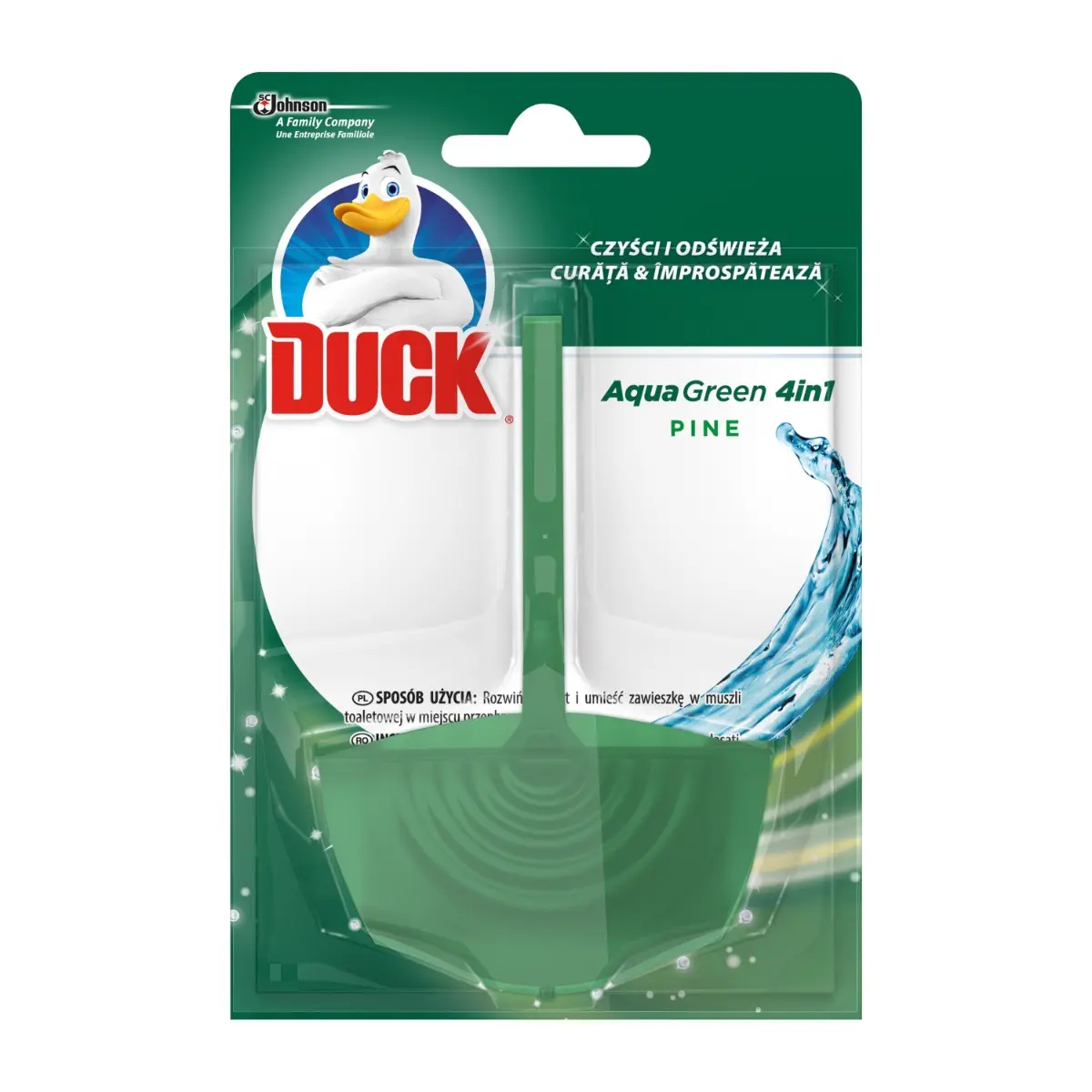 Aparat odorizant toaleta Duck Aqua Green 4in1 Pine 40g