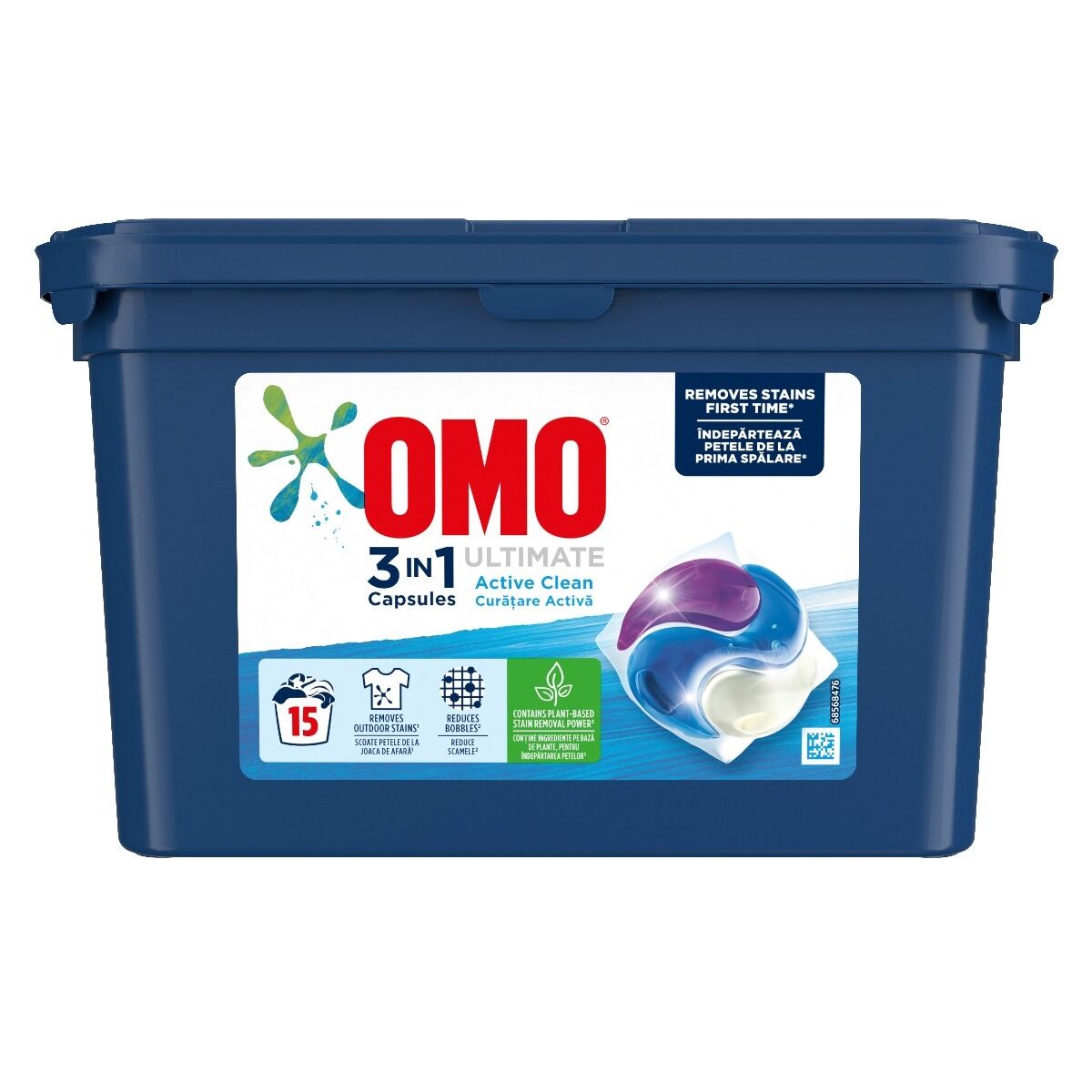 Detergent automat capsule Omo Ultimate Trio Caps Active Clean, 15 spalari, 15 buc