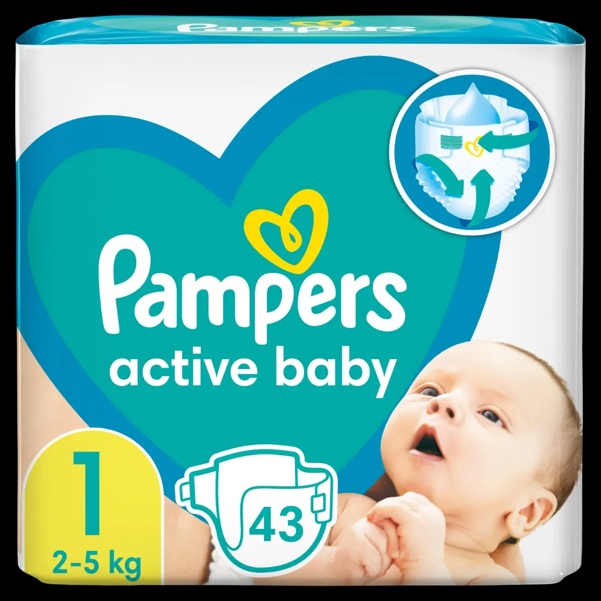 Scutece Pampers Active Baby Marimea 1, Nou Nascut, 2-5 kg, 43 buc