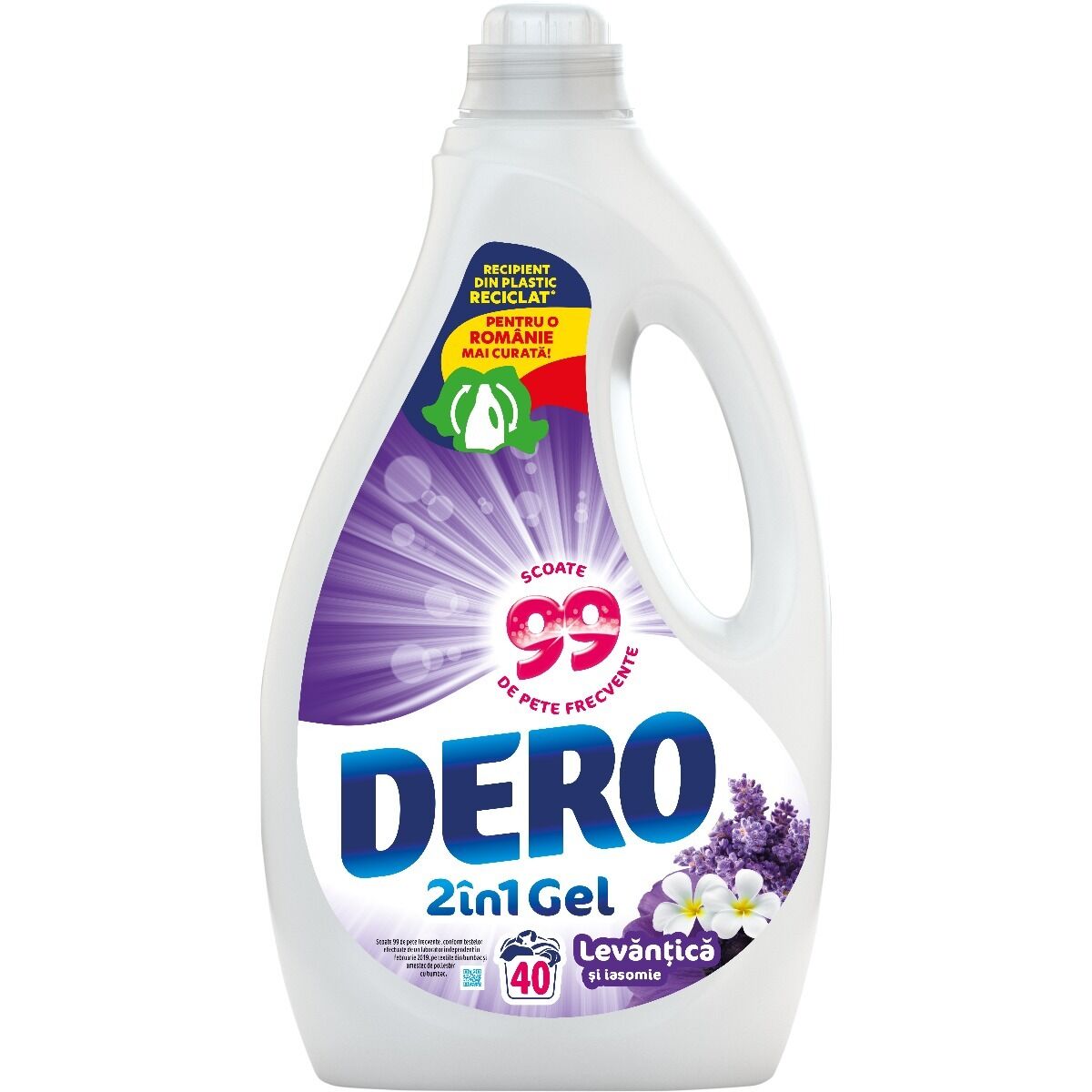 Detergent automat lichid Dero 2in1 Lavanda, 40 spalari, 2l