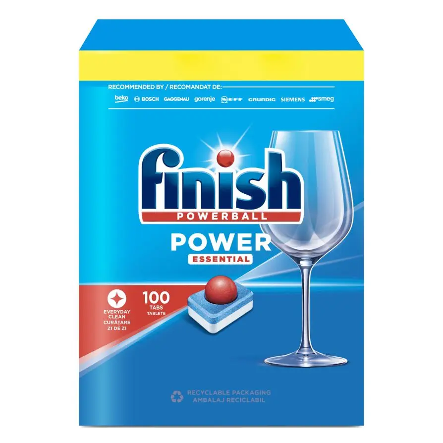 Detergent Finish Power Essential tablete pentru masina de spalat vase, 100 spalari