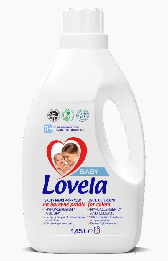 Detergent lichid Lovela Baby, pentru rufe colorate, 1.45L, 16 spalari