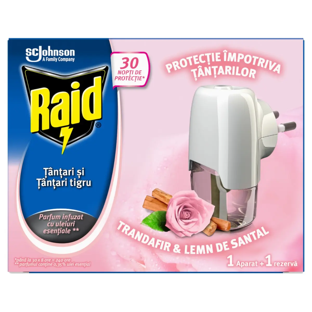 Raid Liquid Electric Rezerva Tantari Trandafir si Lemn de Santal (30 nopti) 21 ml