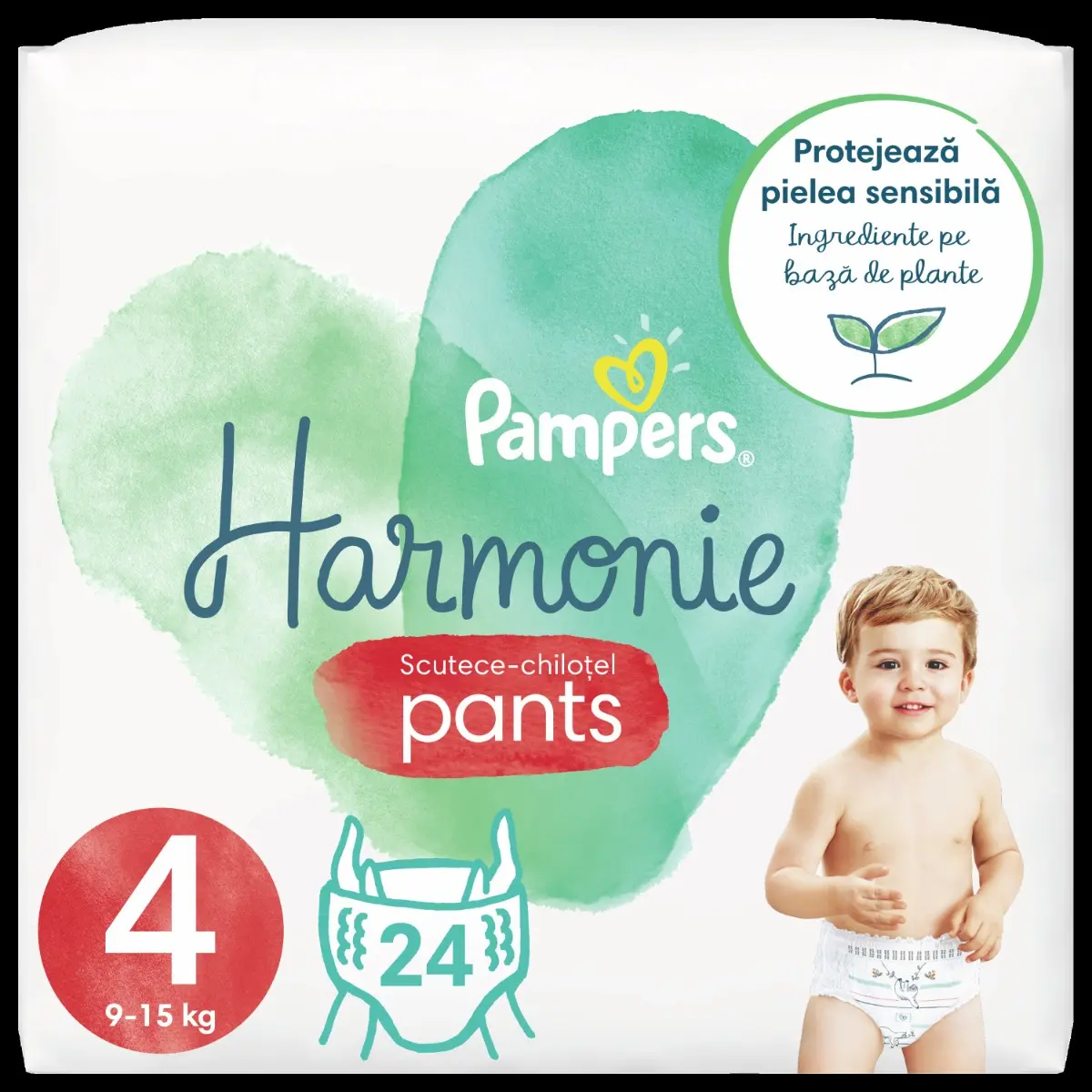 Scutece-chilotel Pampers Harmonie Pants, Marimea 4, 9-15 kg, 24 bucati
