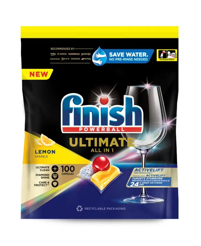 Detergent Finish Quantum Ultimate Activblu Lemon pentru masina de spalat vase, 100 Capsule