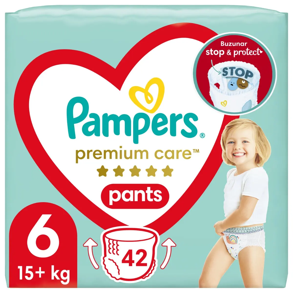 Scutece chilotel Pampers Premium Care Pants Jumbo Pack Marimea 6, 15+ kg, 42 buc