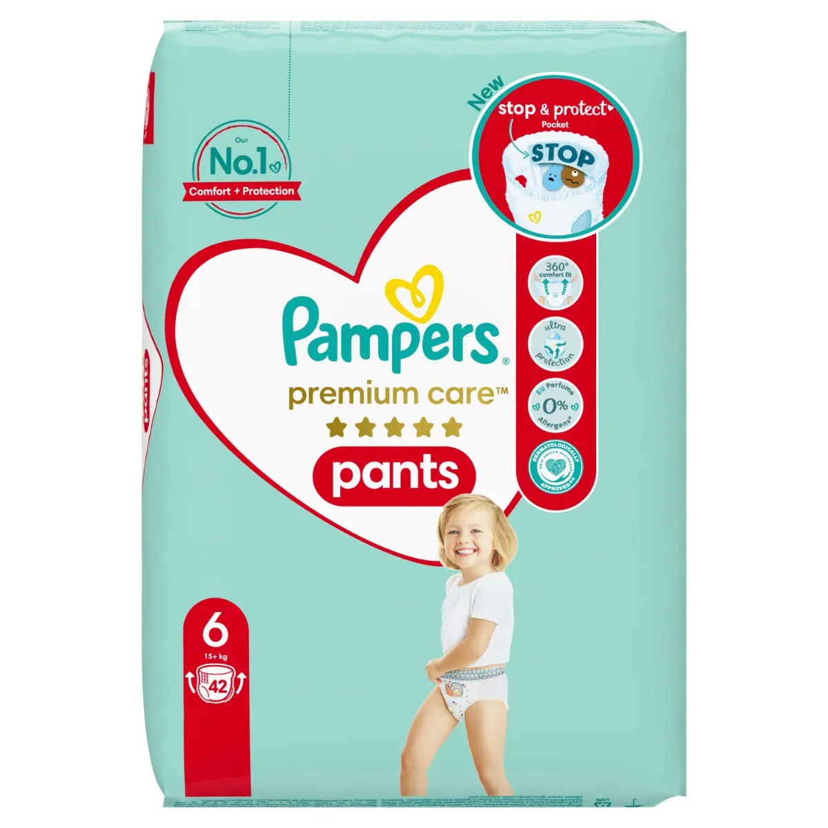 Scutece chilotel Pampers Premium Care Pants Jumbo Pack Marimea 6, 15+ kg, 42 buc
