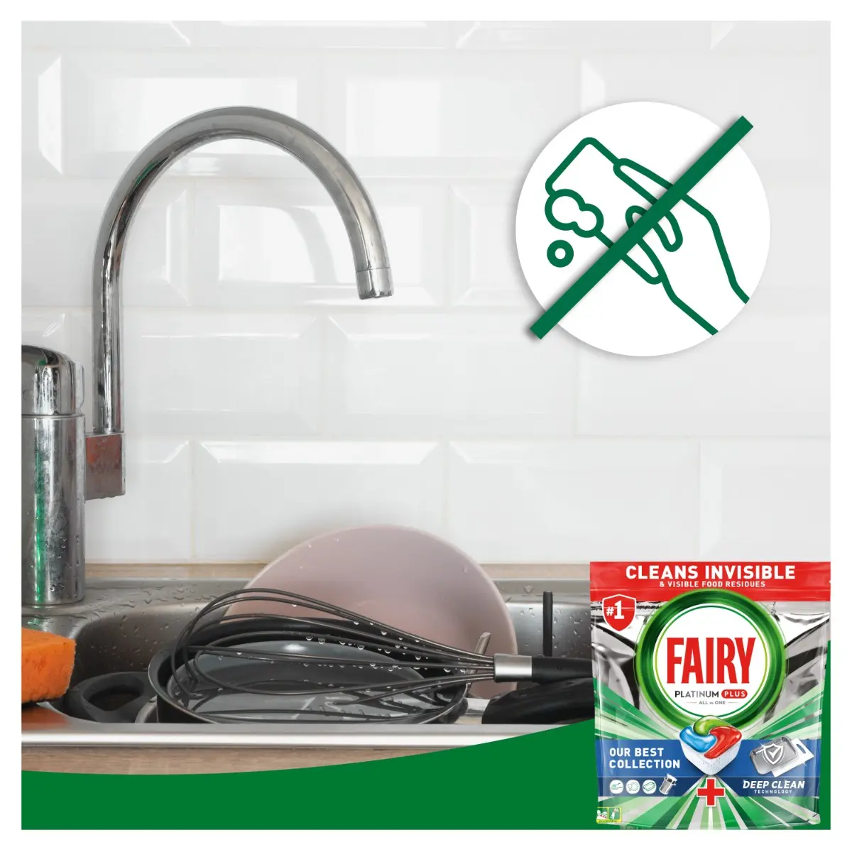 Detergent Fairy Platinum Plus Deep Clean pentru masina de spalat vase, 13 spalari