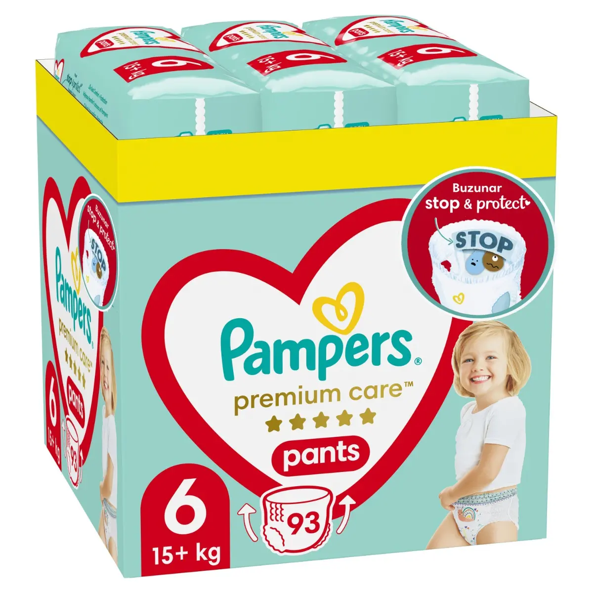 Scutece-chilotel Pampers Premium Care Pants XXL Box Marimea 6, 15 kg, 93 buc