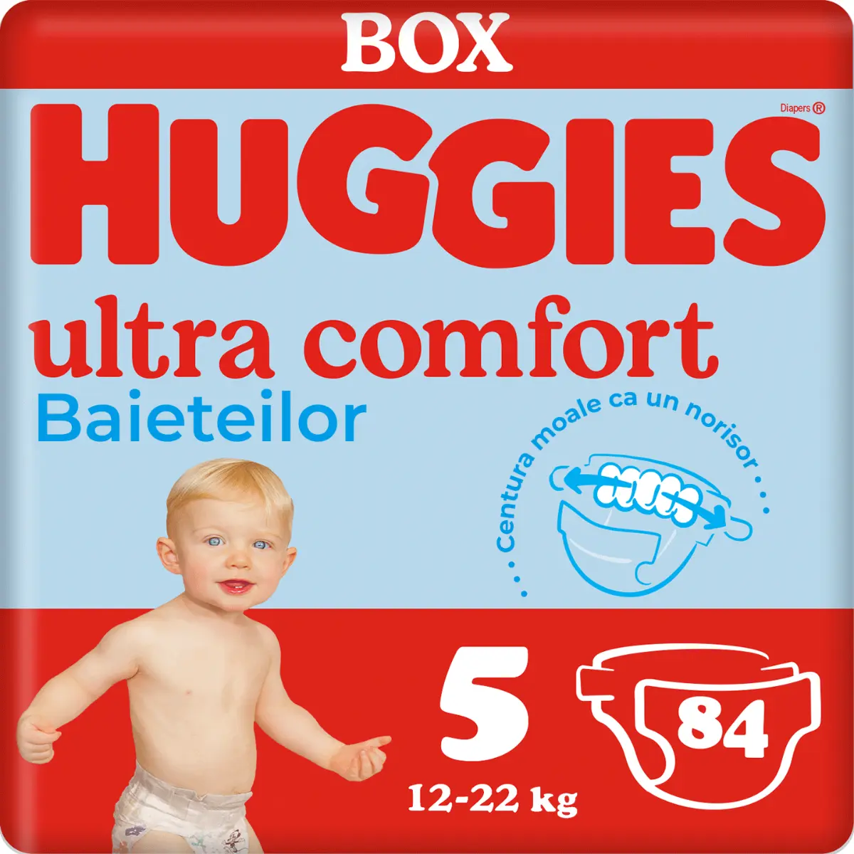 Scutece Huggies Boy Ultra Comfort Nr. 5, 12 -22 Kg, 84 bucati