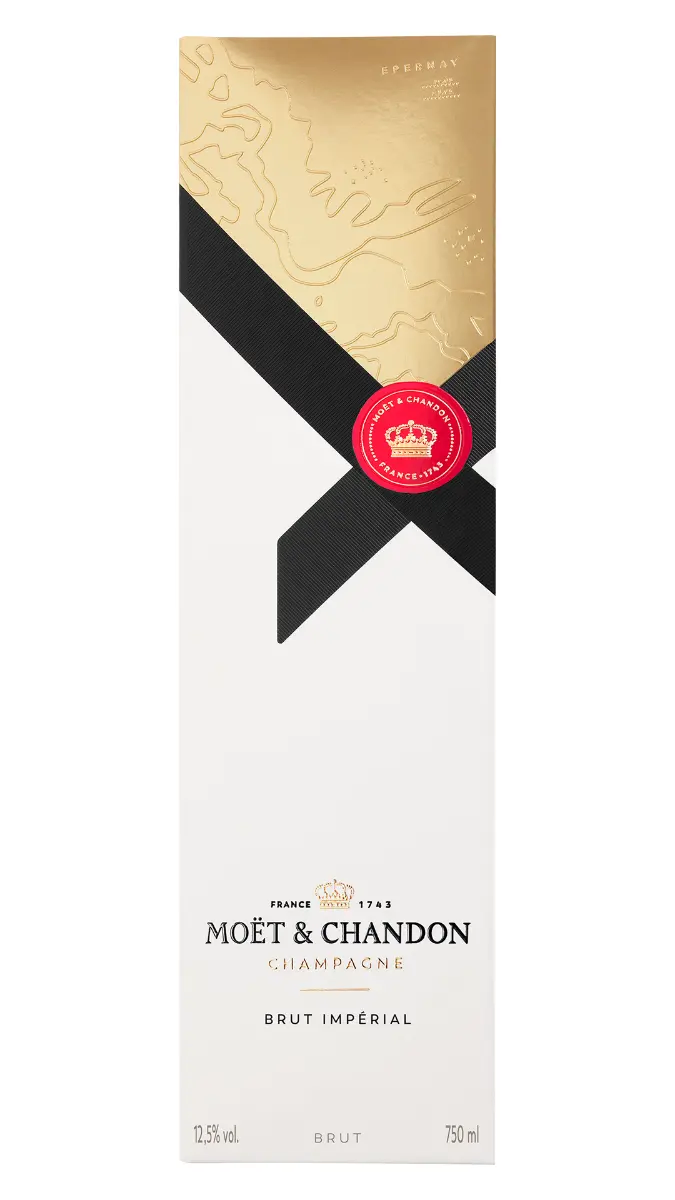 Sampanie Moet&Chandon Brut Imperial, alcool 12%, 0.75L in cutie pentru cadou