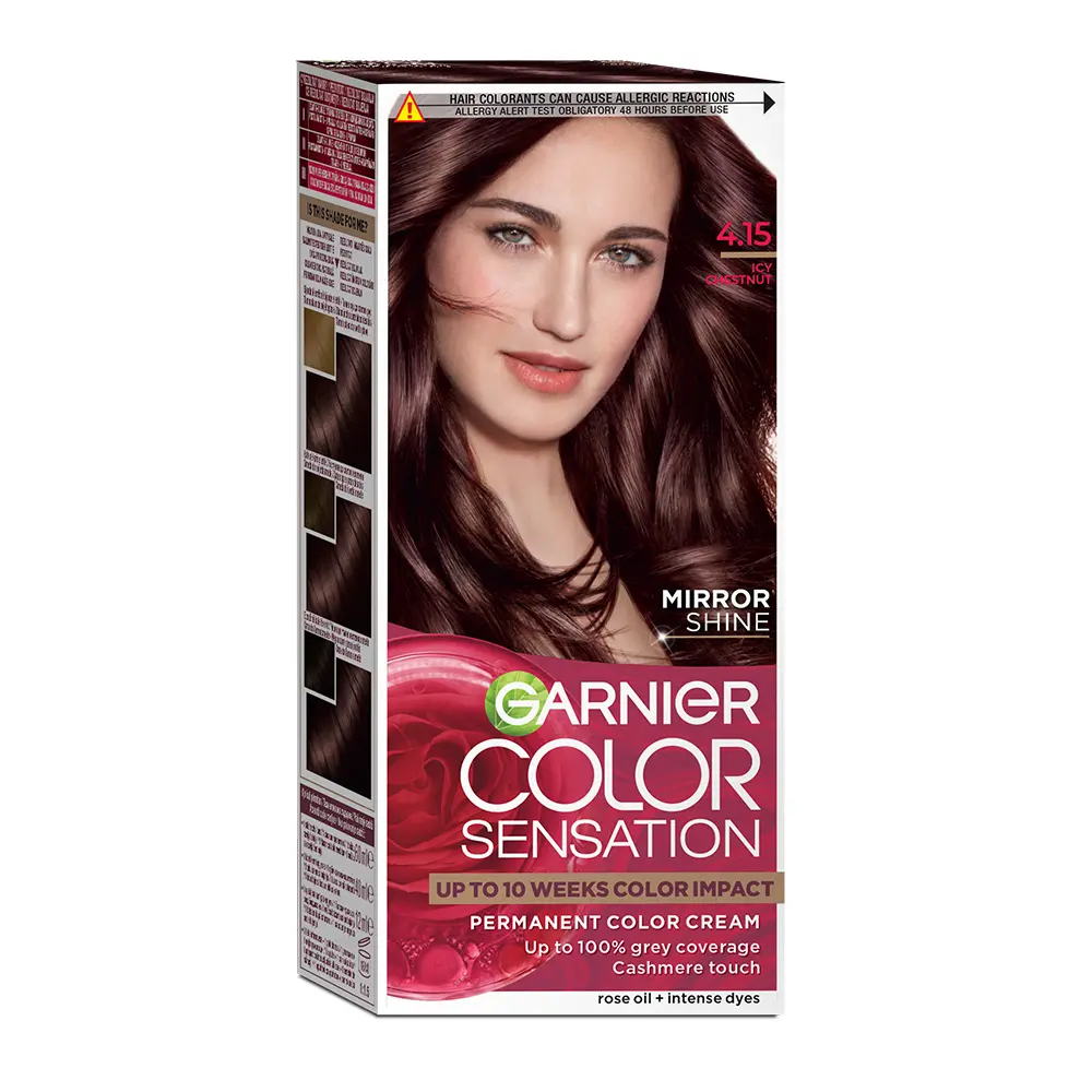 Vopsea de par permanenta Garnier Color Sensation 4.15 Saten Glacial, cu amoniac 110 ml