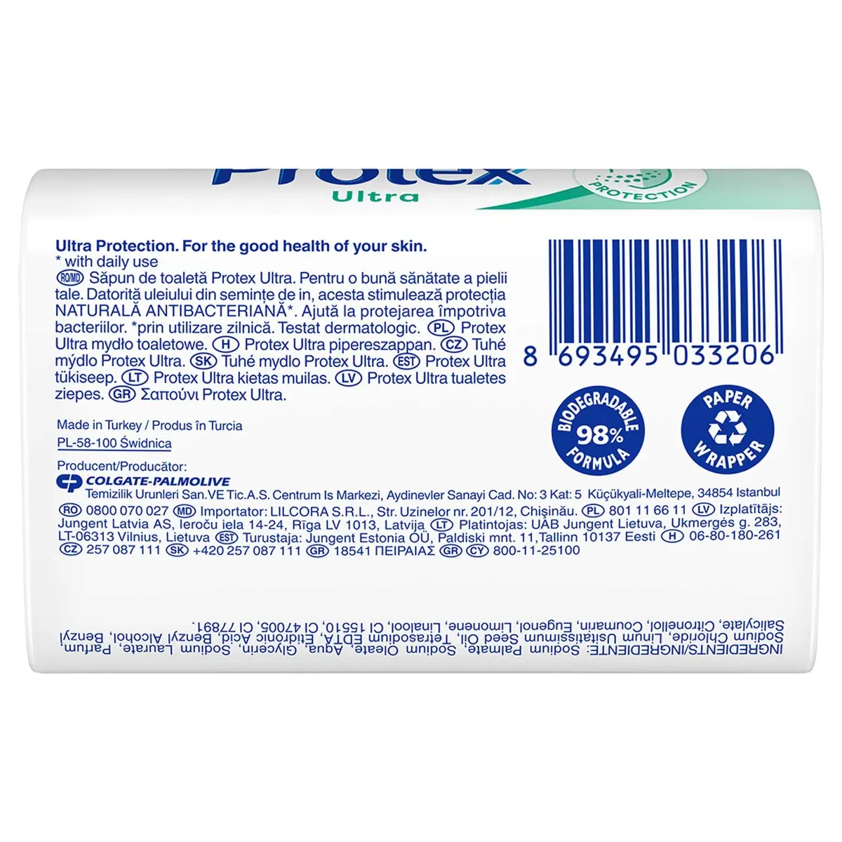 Sapun solid Protex Ultra, cu ingredient natural antibacterian, 90 g