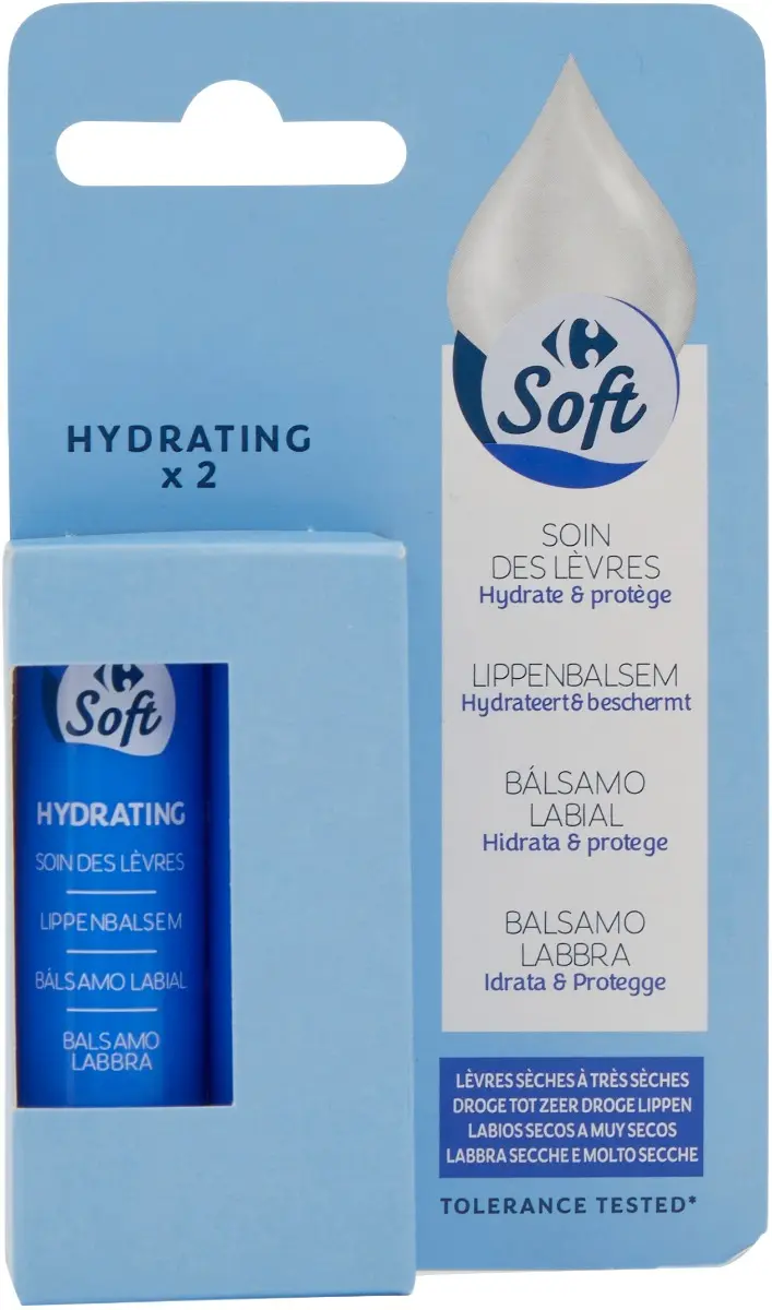 Balsam de buze hidratant Carrefour Soft 2 bucati