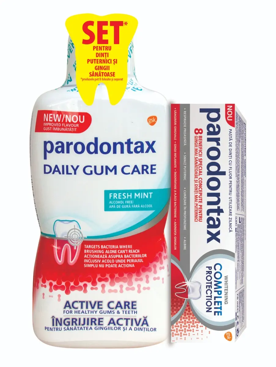 Pasta de dinti Parodontax Complete Protection Whitening 75ml + apa de gura 500ml