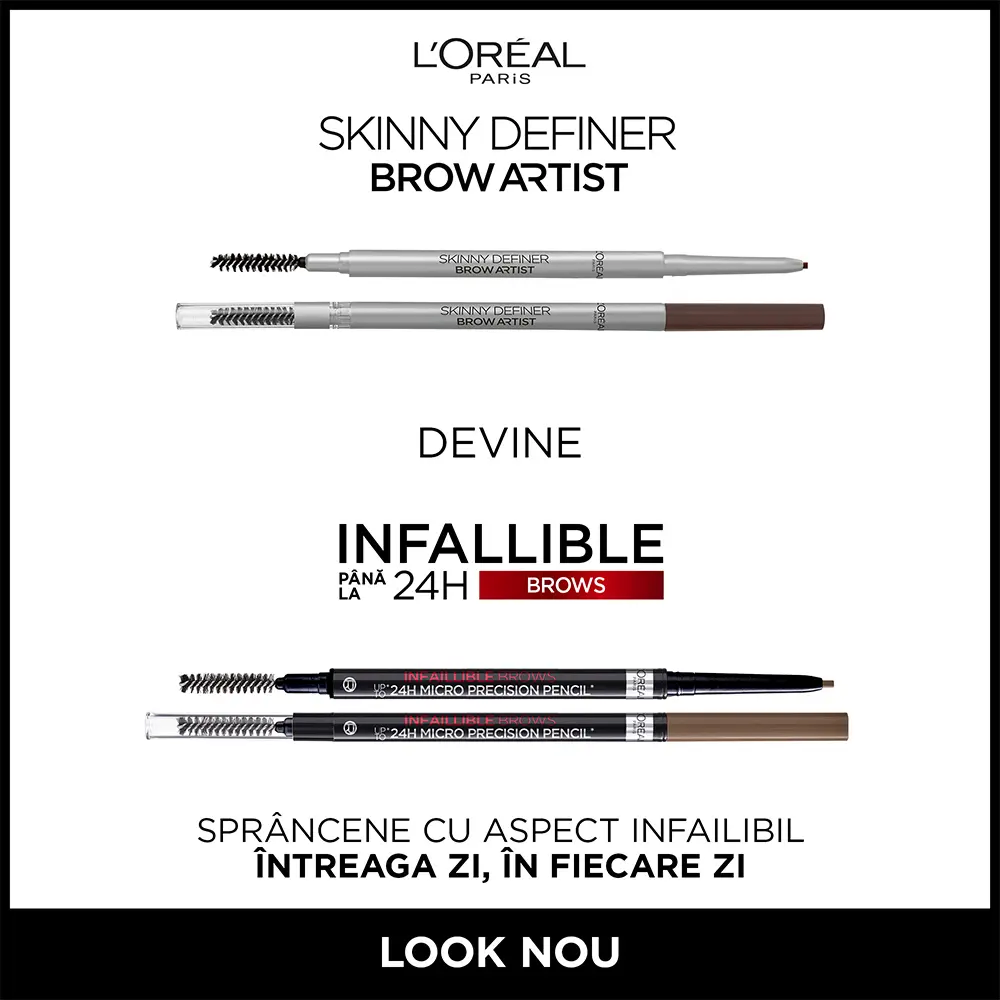 Creion cu varf ultra-precis pentru definirea sprancenelor L'Oreal Paris Skinny Definer 105 Brunette, 0.85 g