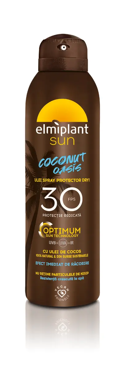 Ulei spray Elmiplant, protector cu SPF 30 Coconut Oasis Optimum Sun, 150 ml