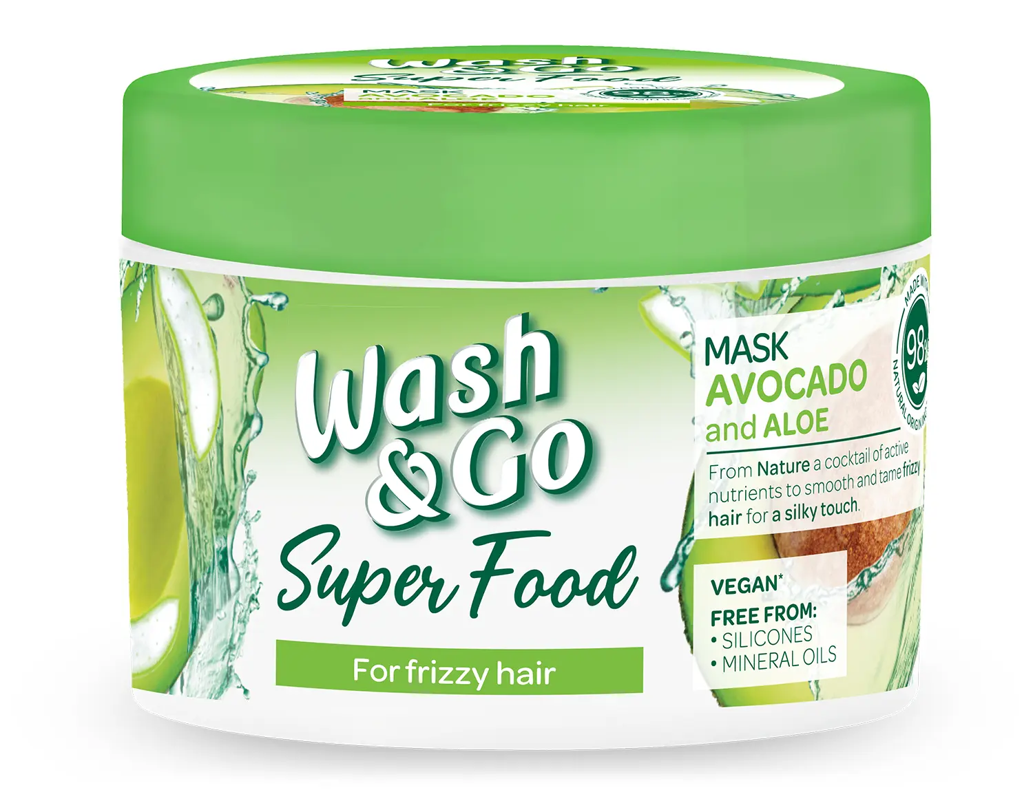 Masca par Wash&Go Super Food cu avocado, pentru par rebel, 300 ml