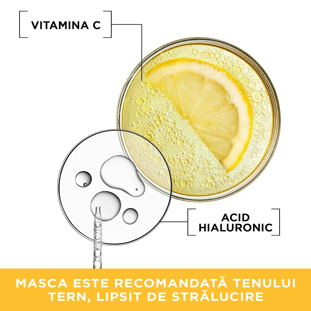 Masca servetel Garnier Skin Naturals cu vitamina C pentru super hidratare si iluminare, 28 g